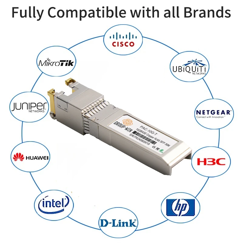 SFP + to RJ45 10G Copper Module 10G SFP +-T 10GBase-T 30M For Cisco Mikrotik TP-Link Zyxel/HORACO/Unifi Switch