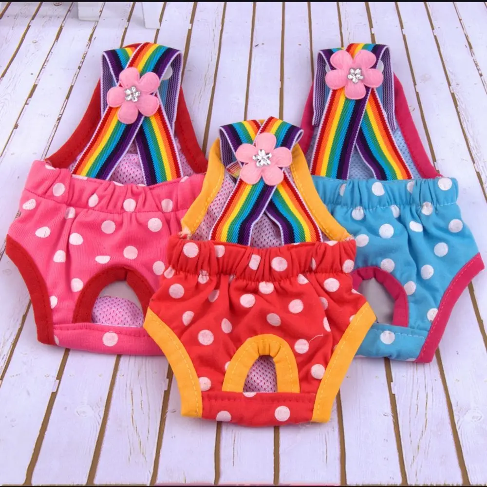 

Cute Menstruation Briefs Dots Print Underwear Pet Physical Pant Diaper Pet Panties Sanitary Physiological Pants Dog Shorts