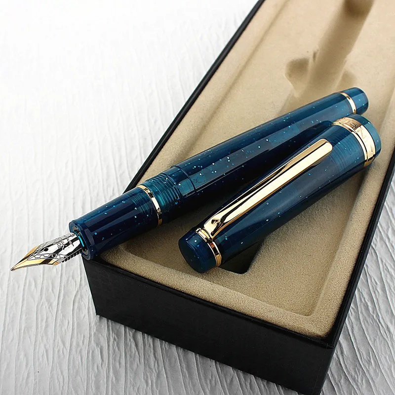 Luxury Quality JinHao 82 Deep Blue Fountain Pen Acrylic EF Nib Ink Pens Office School Supplies New Gift