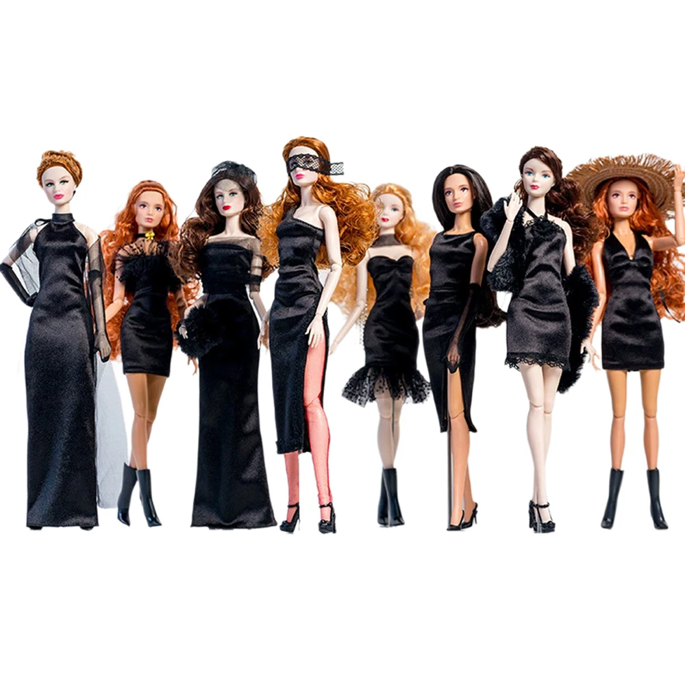 NK Babi Super Model Doll Black Dress 11.5 Inch Doll Clothes 29cm Doll Shoes 1/6 Doll Heels For 1/6 Dolls Accessories Toys JJ