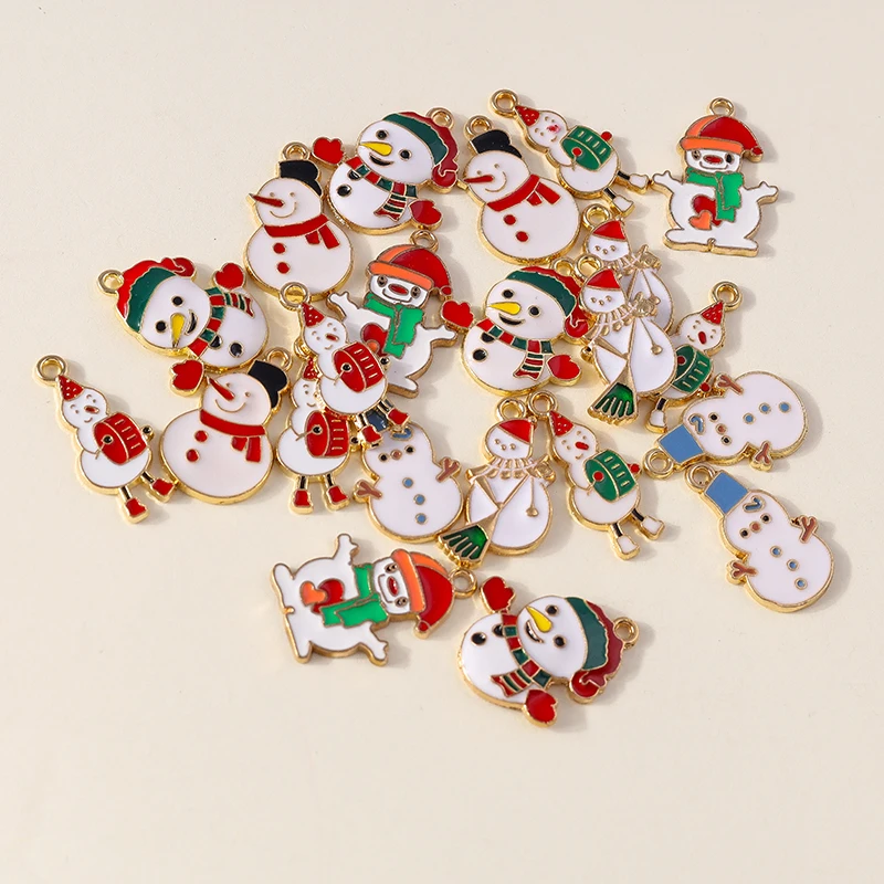 Duarte 20 Teile/los Cartoon Emaille Weihnachten Schneemann Charms Anhänger für Schmuck Machen Halsketten Ohrringe Armband DIY Handwerk Geschenk – Detail 8