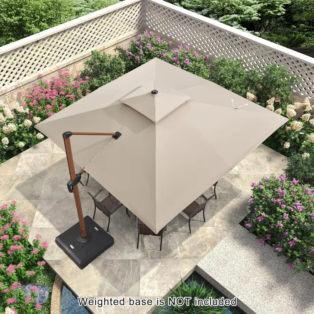 11' X 11' Patio Umbrella Cantilever Outdoor Umbrellas Square Large Parasol Windproof Sunshade Heavy Duty Sun Umbrellas 2