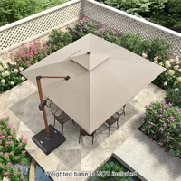 11' X 11' Patio Umbrella Cantilever Outdoor Umbrellas Square Large Parasol Windproof Sunshade Heavy Duty Sun Umbrellas 2