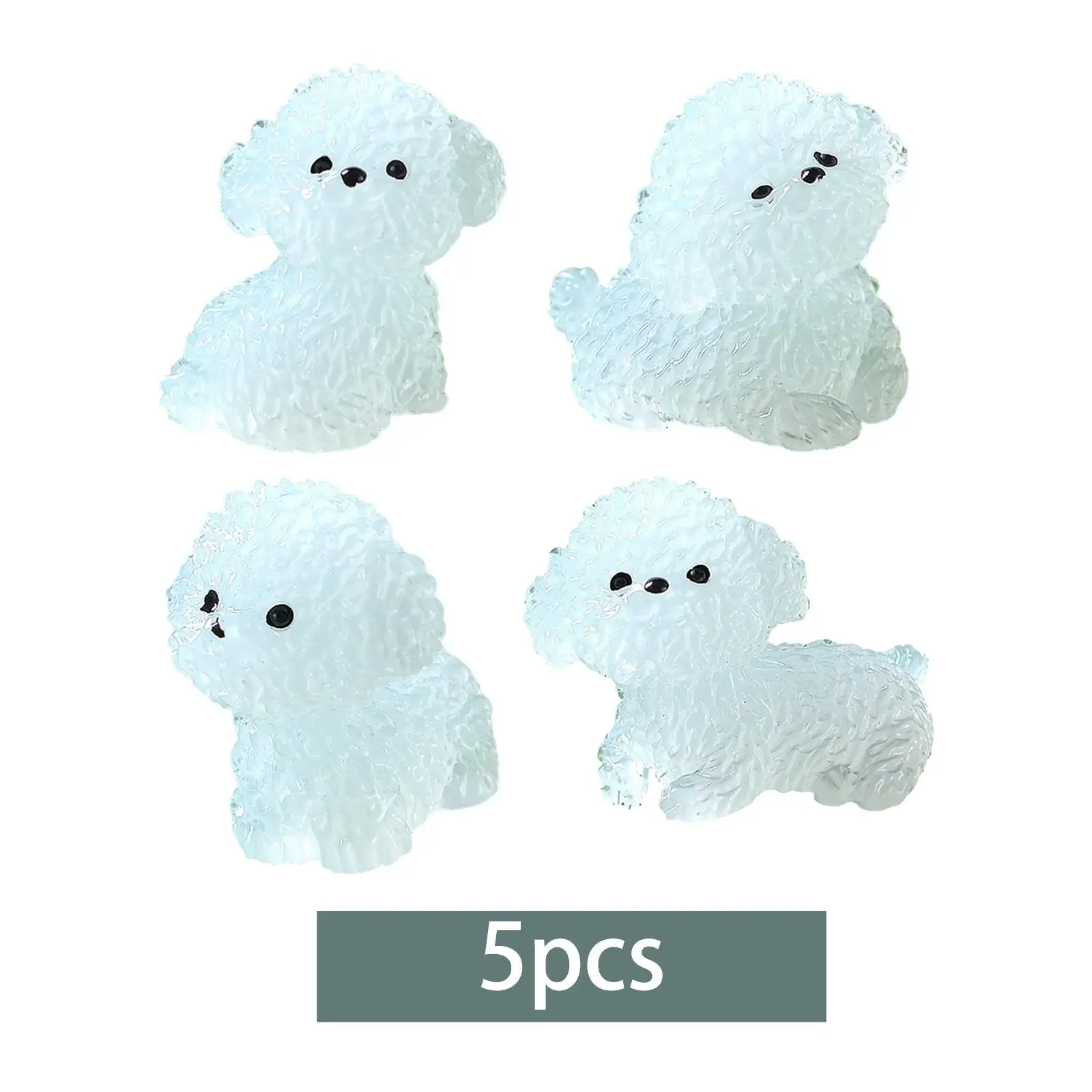 

5Pcs Luminous Mini Dog Figurines Decorative Tabletop Ornament for Shelf Cabinet Flowerpot Decor Micro Landscape Home Decoration