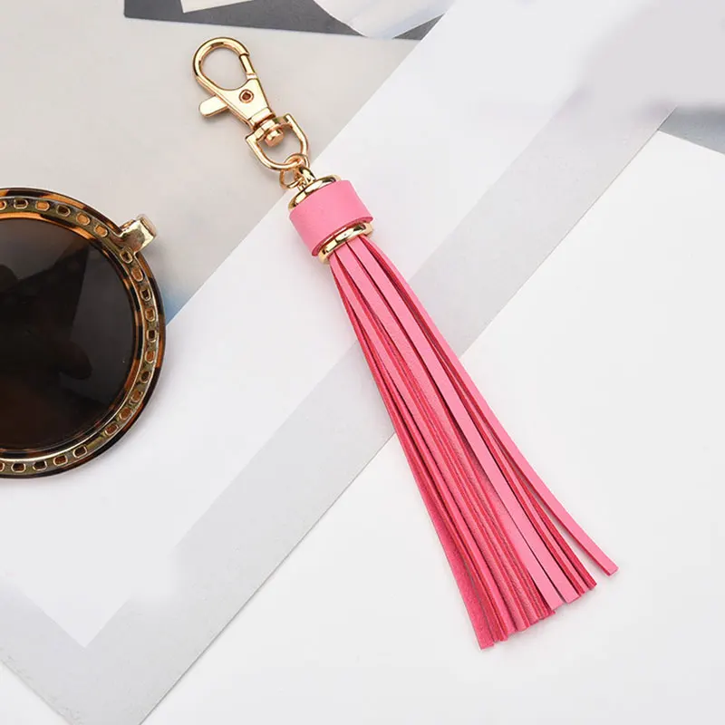 High Quality Soft Pu Leather Tassel Keychain With Buckle Harajuku Schoolbag Pendant Bag Accessories Bag Pendant For Bags Handbag