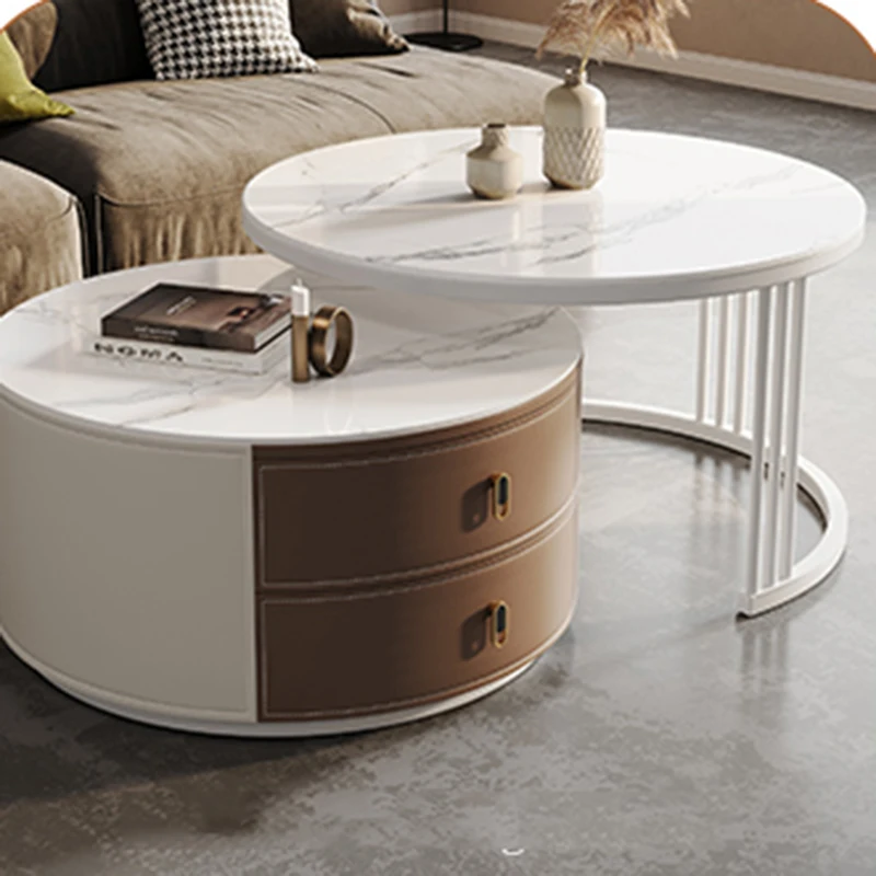 

Round White Bed Side Table Sofa Minimalist Coffee Entrance Modern Table Salon Floor Juegos De Comedor Living Room Furniture