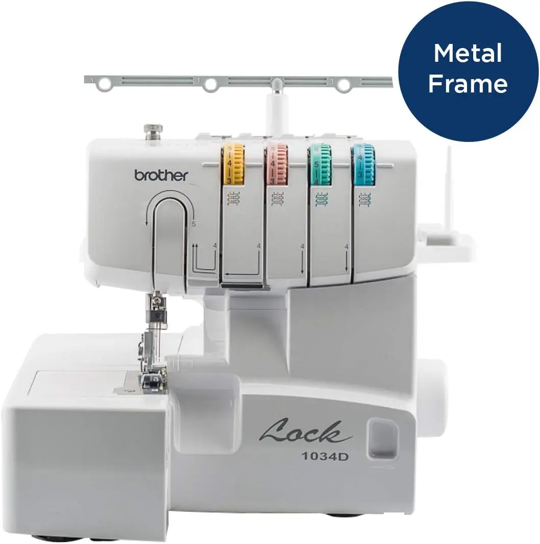 Brother Serger, 1034D, Heavy-Duty Metal Frame Overlock Machine, 1,300 Stitches Per Minute, Removeable Trim Trap