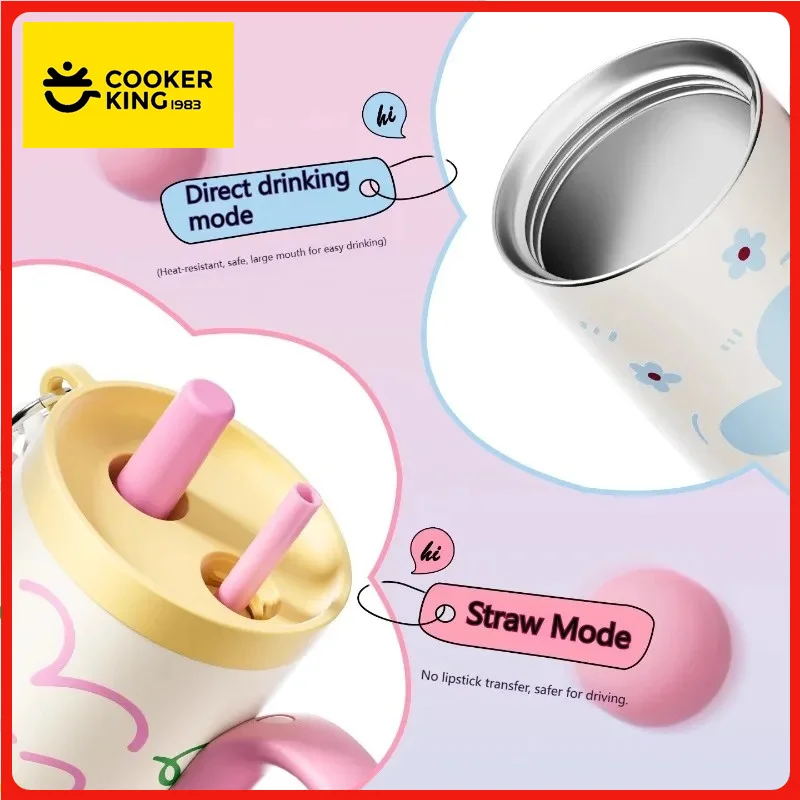 Stainless Steel Insulated Coffee Mug with Straw and Handle