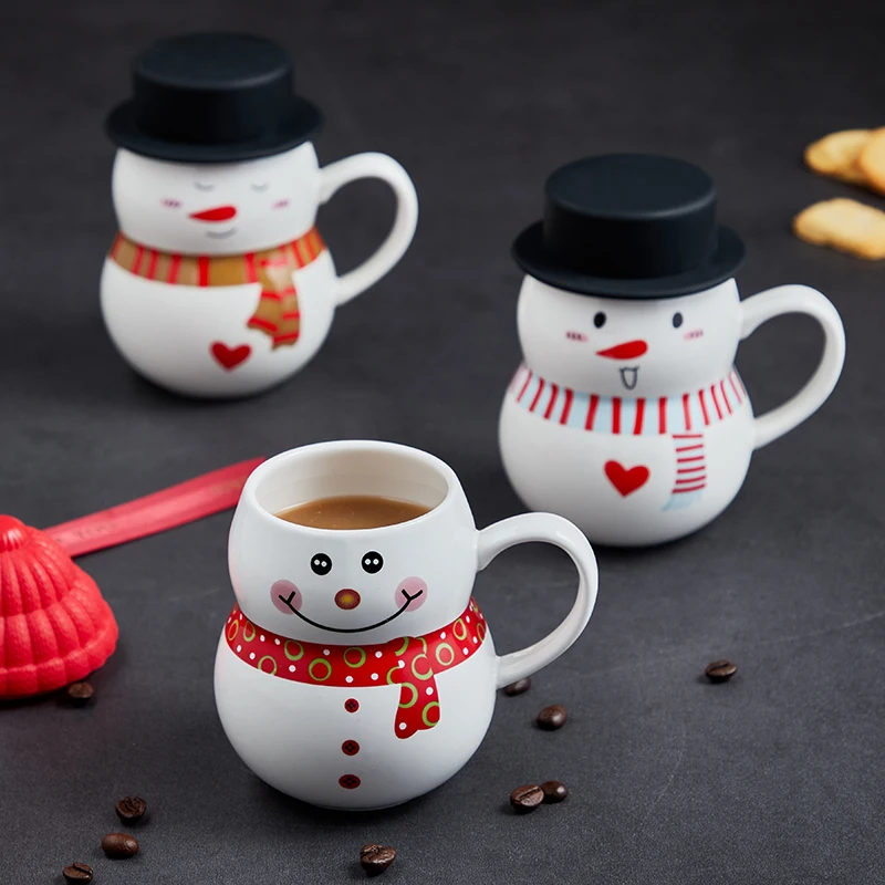 

Cute creative snowman Cup Mark Cup Ceramic Couple Coffee Milk Office Cup Christmas gift cups mugs coffee cups