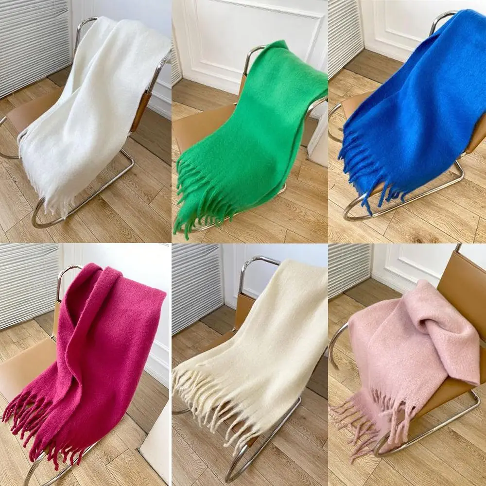 

Утолщенный женский мохеровый шарф для пары, теплый шейный чехол, теплая Шейная шаль с кисточками, ветрозащитные длинные шарфы, Осень-зима