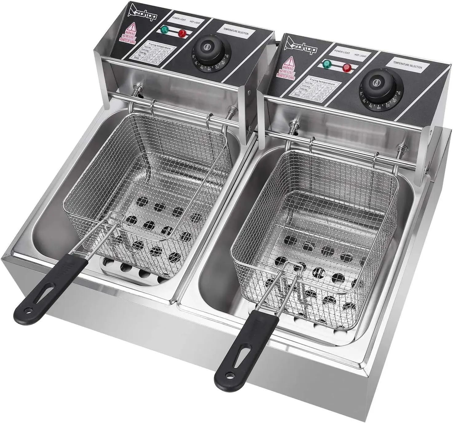 5000W Commercial Deep Fryer, 12L Electric Dual Tank Deep Fryer 3