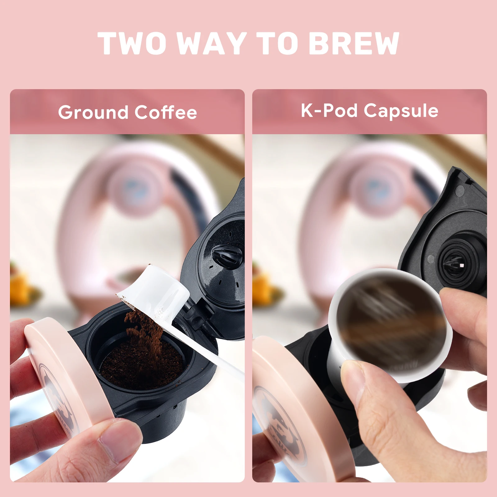 Pink 2-in-1 Capsule Coffee Machine - آلة قهوة كبسو...