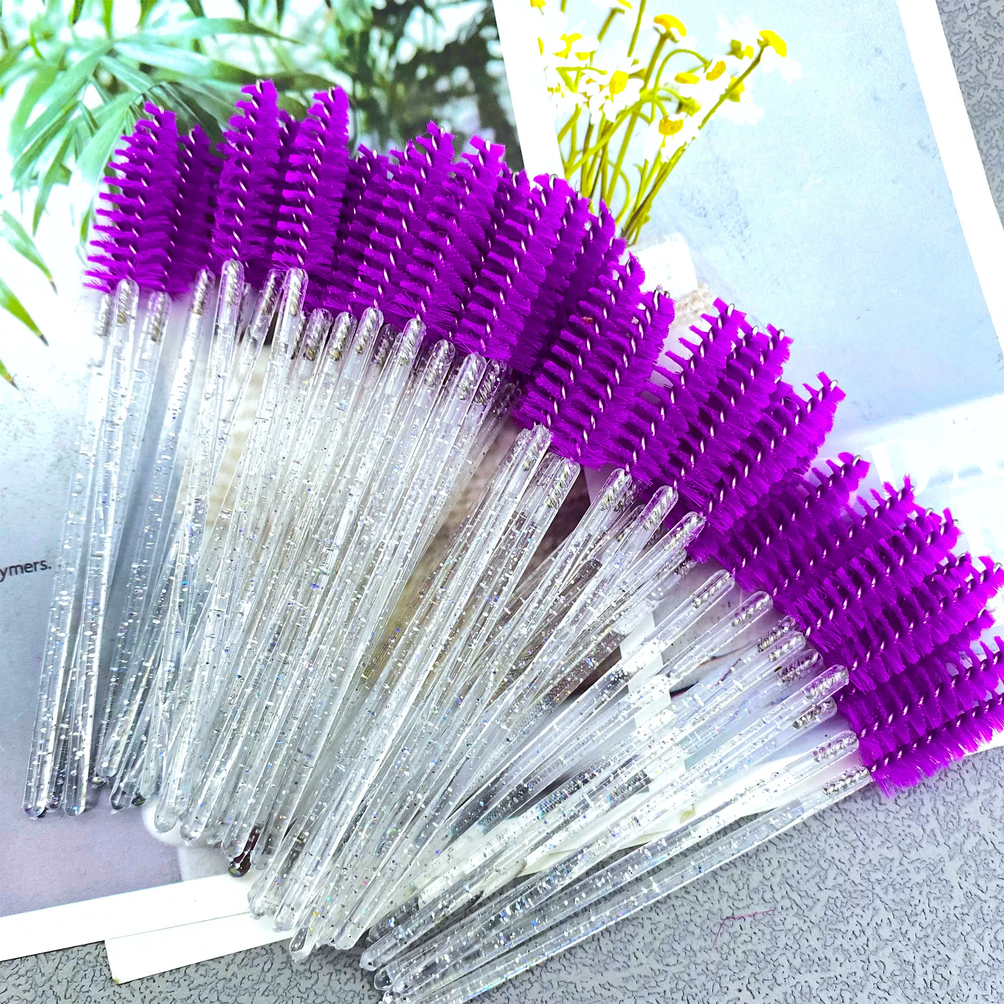 50Pcs Makeup Brushes Disposable Crystal Eyebrow Brush Diamond Handle Mascara thumbnail 2