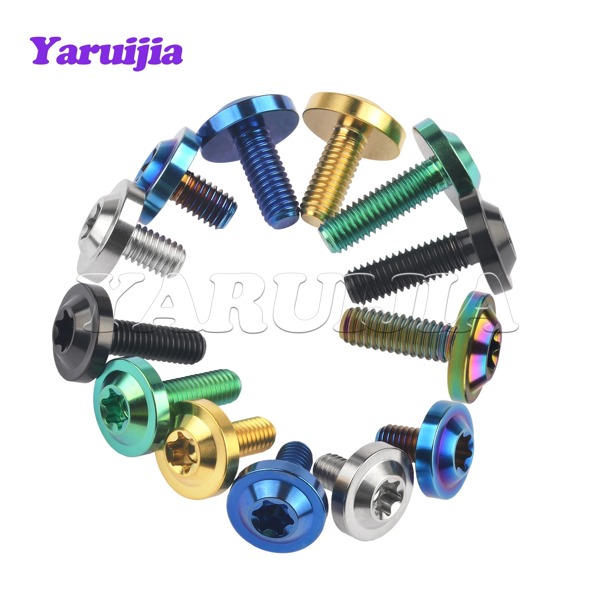 Titanium Bolts Yaruijia Titanium Bolts M5/M6/M8x10/12/15/20/25/30/35/40/50/60/70mm Torx Head Screws For Motorcycle Riding Modification Fasteners