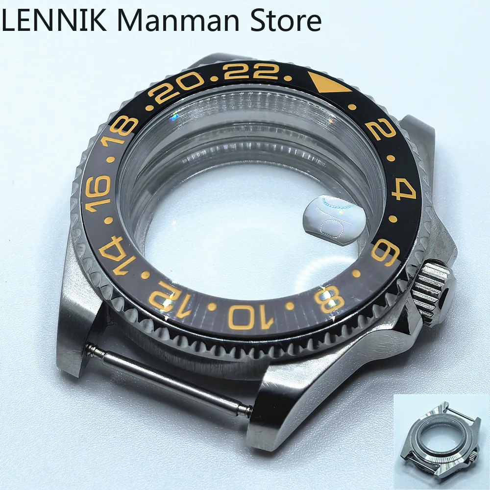 40mm Black PVD Watch Case with Transparent Back Glass