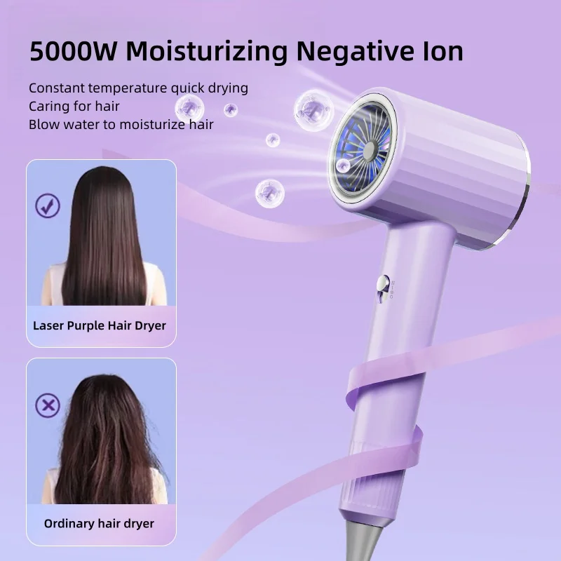 2400W High-Speed High-Power Hair Dryer, Home Hair Salon, Hotel Blue Light Ion Constant Temperature Silent Hair Dryer Cylinder 3