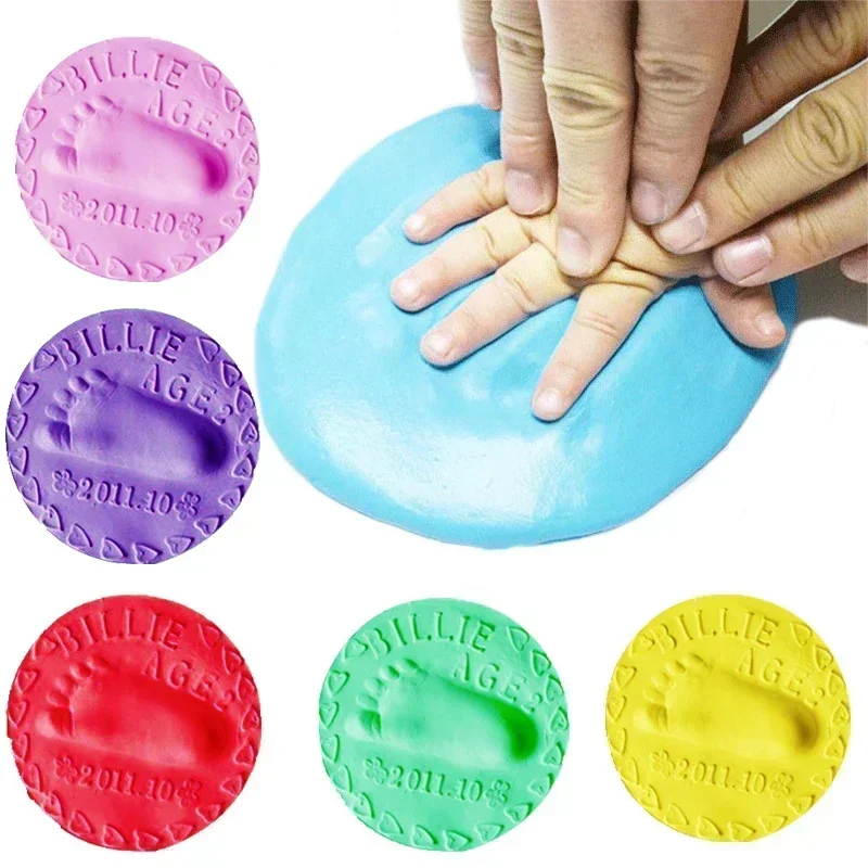 Baby Footprint Clay Makers Infant Air Drying Soft Clay 3D Fingerprint Imprint Paw Kits Parent-child Inkpad DIY Toy Kid Souvenirs hand and footprint kit hand and footprint clay