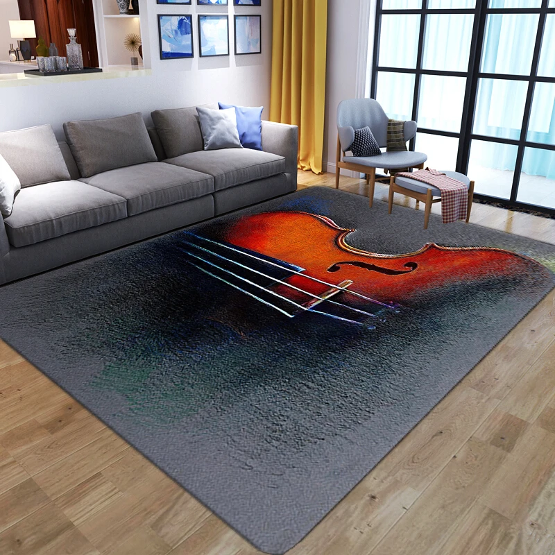 Tapis de sol pour Piano artistique avec guitare 3D, pour salon, chambre à  coucher, décor de maison, chevet du canapé, tapis de jeu pour enfants