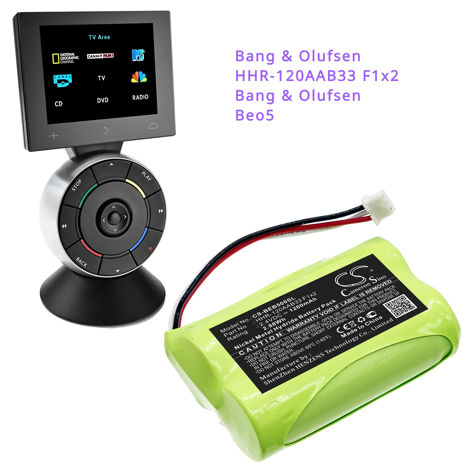 Batteria Telecomando 1200Mah Per Bang & Olufsen Beo5 Hhr-120Aab33 F1X2