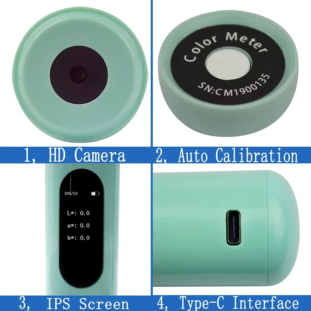 Portable Color Analyzer,Mobile APP Colorimeter,RGB,HBS,etc 38 Indexes,Precise 0.01 for Color Matching,Measuring Difference portable colorimeter