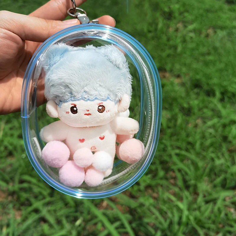 Plush Doll Out Bag 10CM PVC Transparent Cotton Doll Transparent Display Pouch Clear Storage Case For Anime Cartoon Dolls