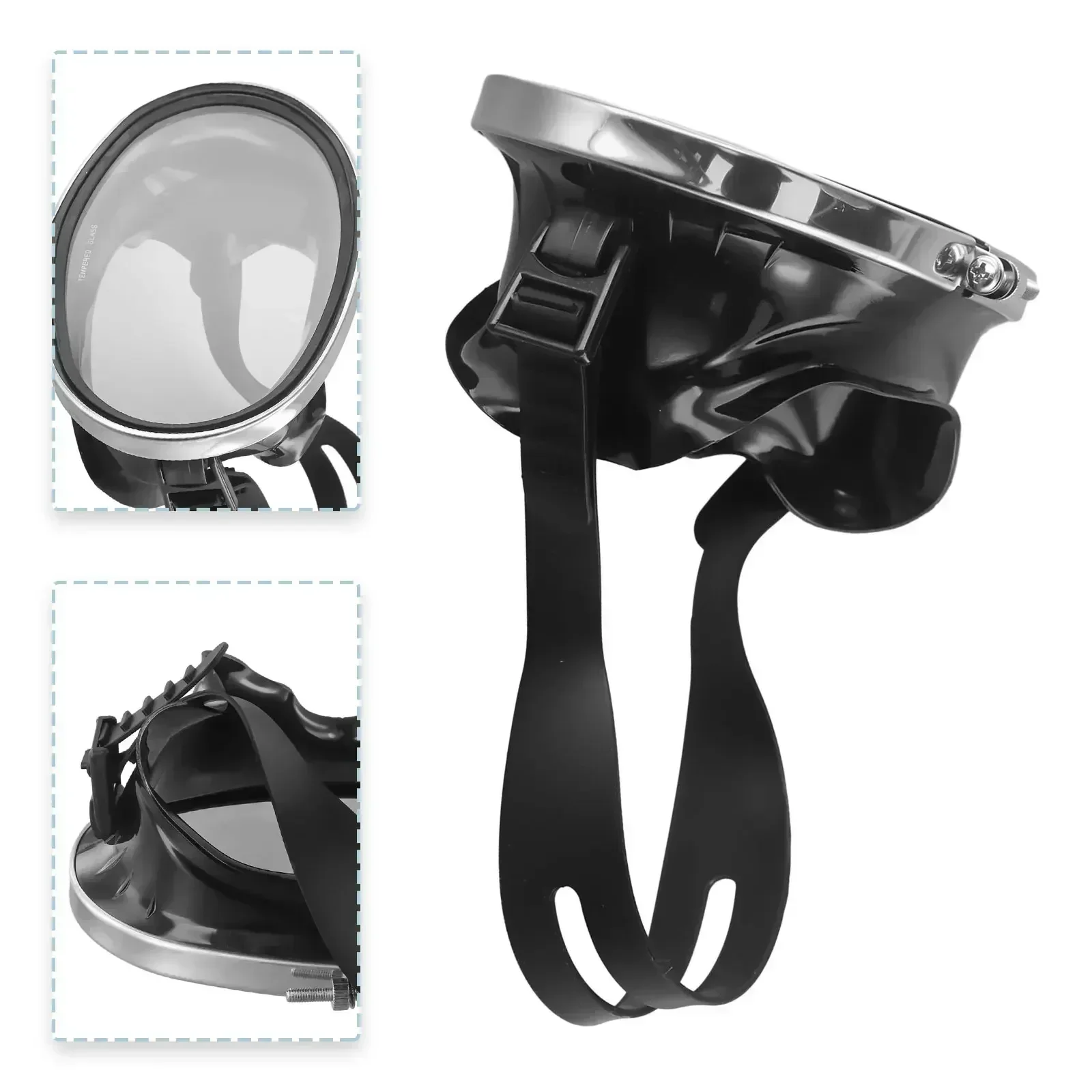 HD Tempered Glass Dive-Mask Snorkeling Goggle Scuba Diving Mirror Foldable Buckle Headband 4mm Water Sports Equipment 1 Pc
