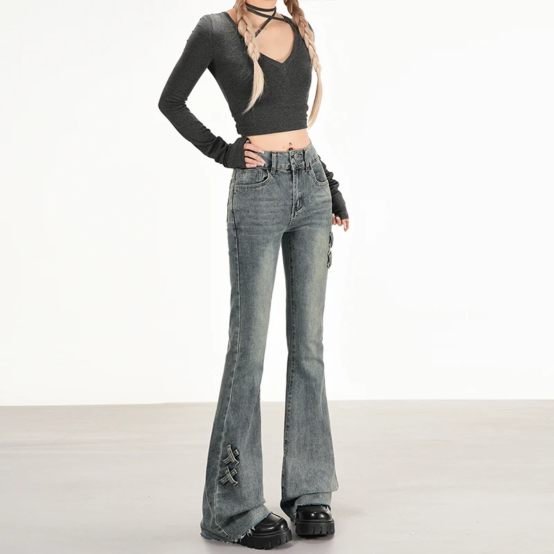 Pantalones para mujer Y2k Jeans Forro polar Cintura alta Slim Fit Bootcut Denim Pantalones para damas Moda Invierno Cálido - Imagen 2