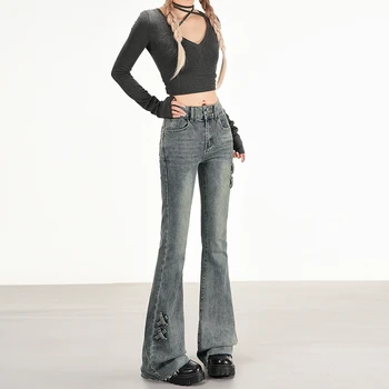 Alternative view of Pantalones para mujer Y2k Jeans Forro polar Cintura alta Slim Fit Bootcut Denim Pantalones para damas Moda…