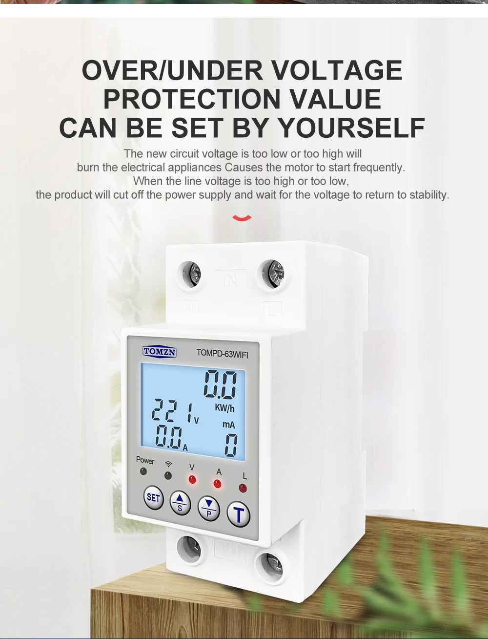 TOMZN-Disjuntor Smart Life, medidor de energia, temporizador,