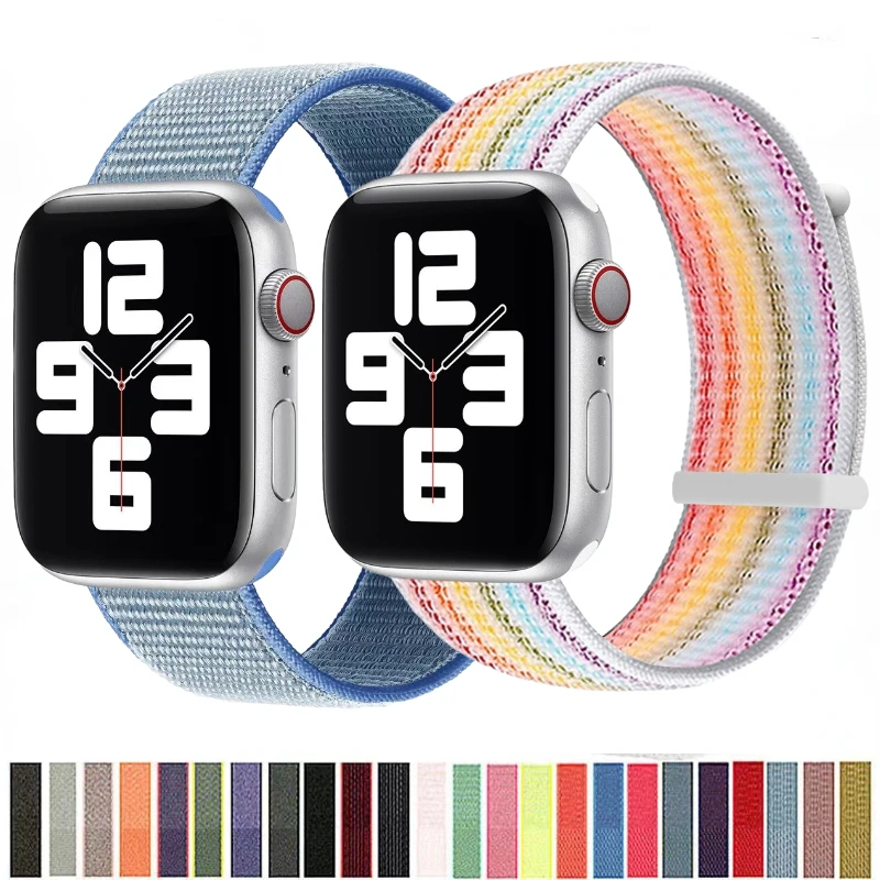애플 워치용 나일론 루프 스트랩, 울트라 49mm, 8, 7, 45mm, 41mm 팔찌, 한국 아이워치 6, 5, 4, SE, 44mm, 40mm, 3, 42mm, 38mm 벨트