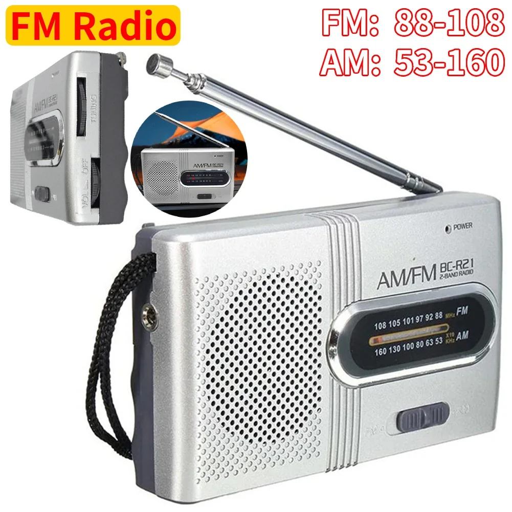 Pocket Radios battery operated radio small portable radio Built-in Speaker Radio Receiver Telescopic Antenna Outdoor Stereo ﻿