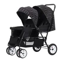 Poussette jumelles pour bébé, poussette à bras pliante, légère, avant et arrière, deux personnes peuvent s'asseoir et s'allonger, nouveau 2