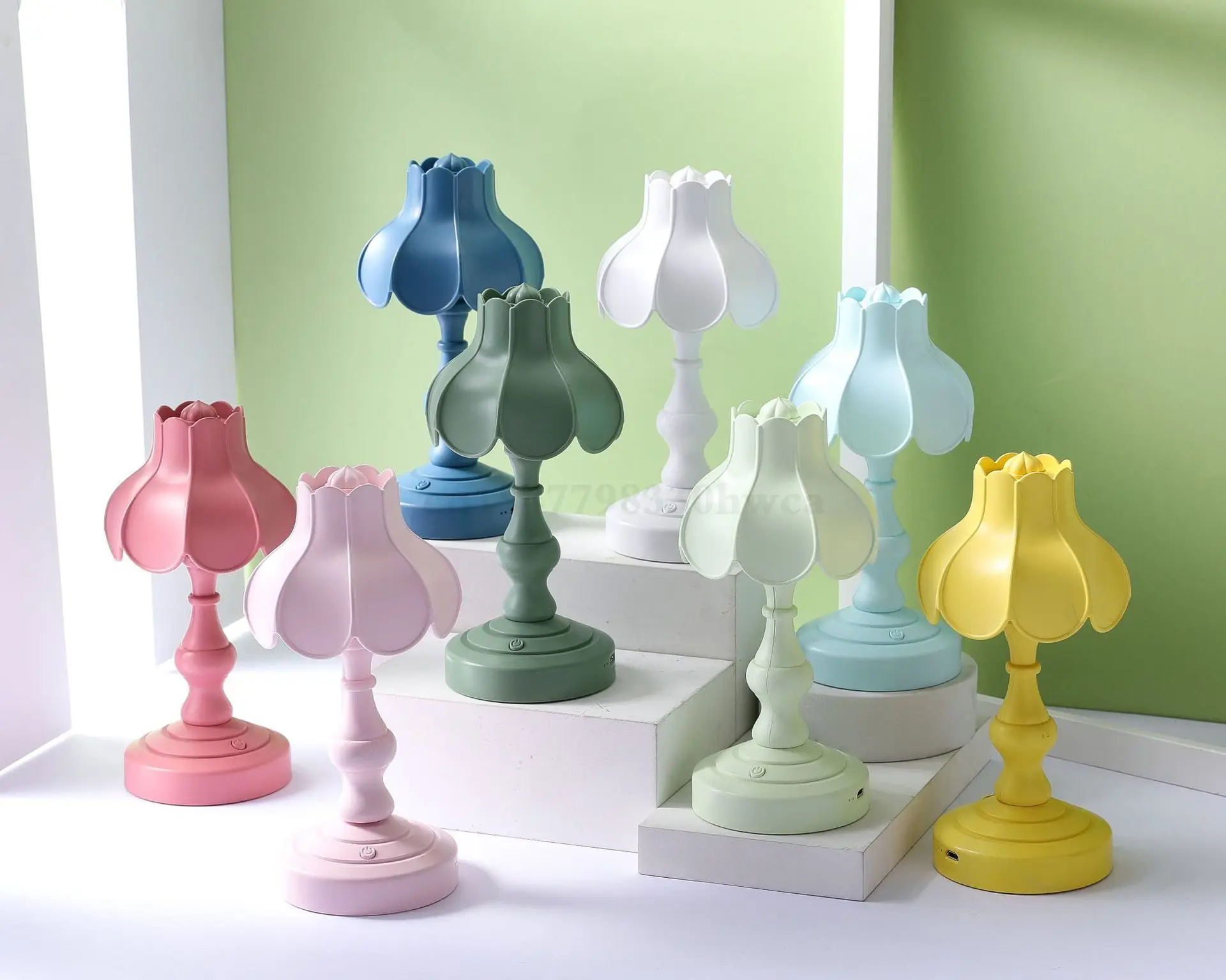 Lâmpada de Mesa Proteção para os Olhos Nostálgico Estilo Retro Recarregável Quarto Cabeceira Led Lâmpada Mesa Mini Menina Coração Lótus Noite Lâmpadas 23 Online shopping