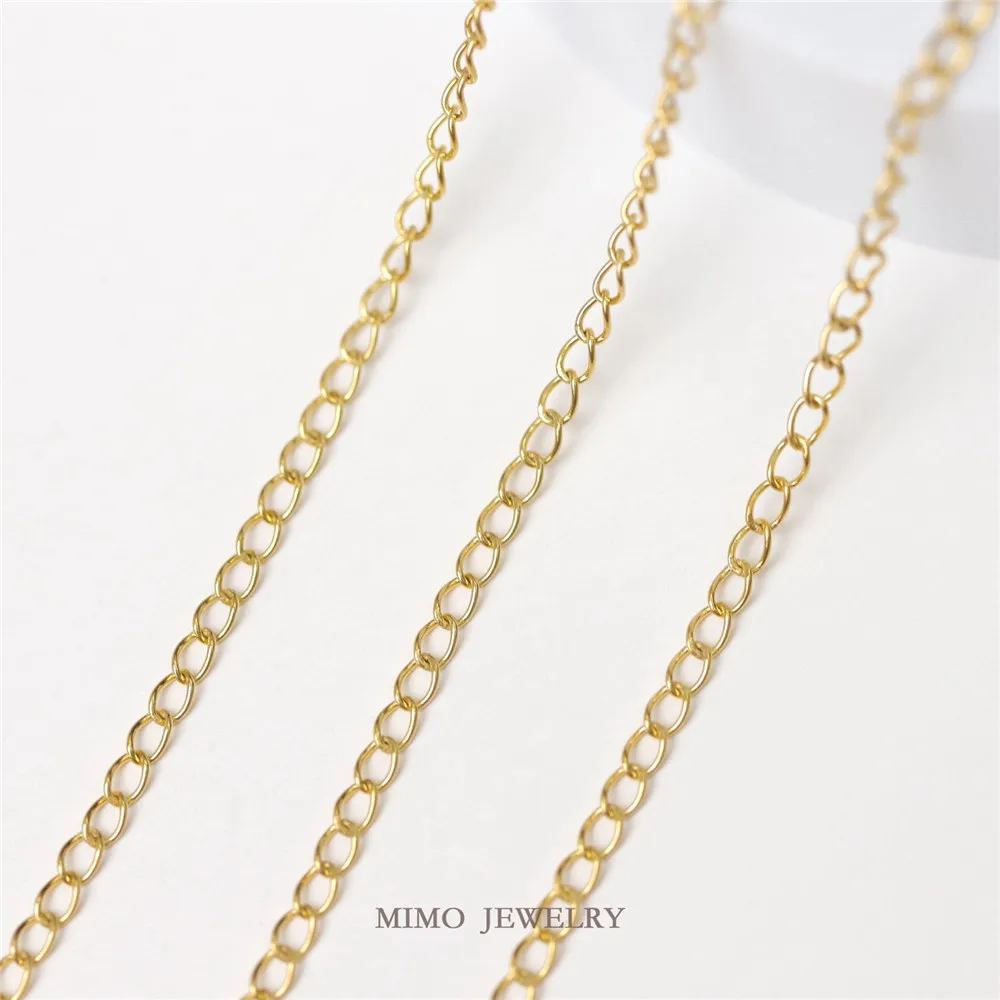 

Titanium steel 18K gold plated bulk chain Side chain Horsewhip Extension chain DIY bracelet necklace accessories