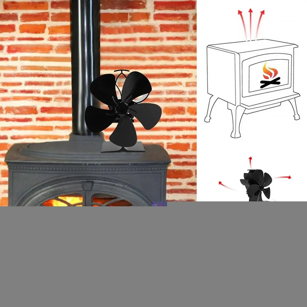 5 Blades Fan Replacement Power Saving Eco Fire Heat Wood Stove Fan