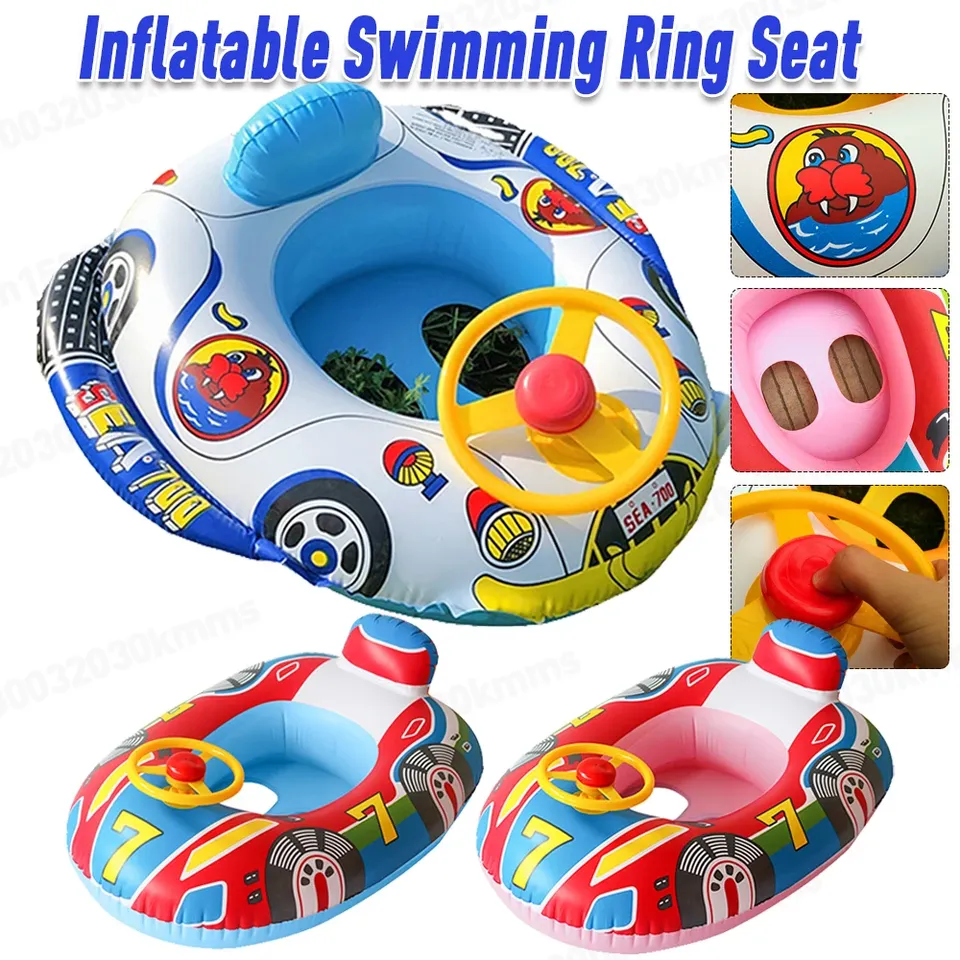 Inflatable Baby Swimming Rings Seat Floating Sun Shade Toddler Swim Circle Fun Pool Bathtub Summer Beach Party Water Toys