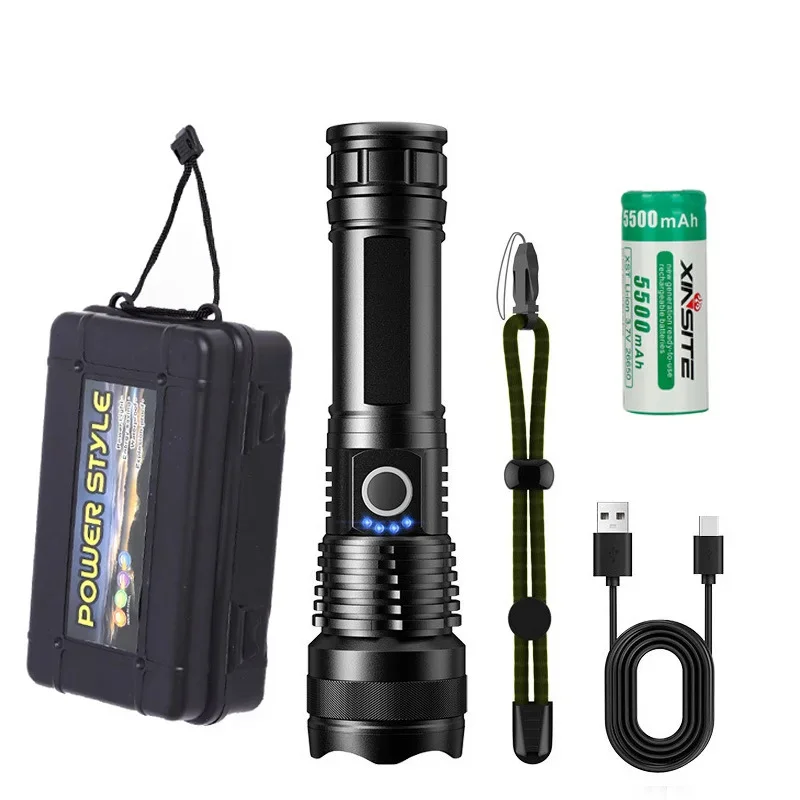 Torcia Tattica LED Super Luminosa 1200 Lumen – Zoom, Ricaricabile 1800mAh – Impermeabile IPX4 – 1000m Di Gittata