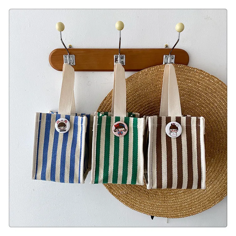 Einfache und modische, gestreifte Handtasche mit Farbblockmuster, Einkaufstasche für Mütter, lässige Handtasche im koreanischen Stil – Detail 12