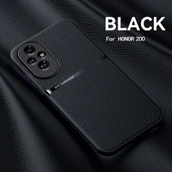 Honor 200 Series Magnetic PU Leather Ultra-Thin Drop-Proof Camera Protection Case for Honor 200 (Black)