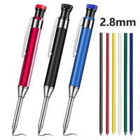 2.8mm Red Blue Black All Metal Solid Woodworking Automatic Pencil with Pencil Sharpener 6 Colors 2B Lead Deep Hole Marking Pen 1