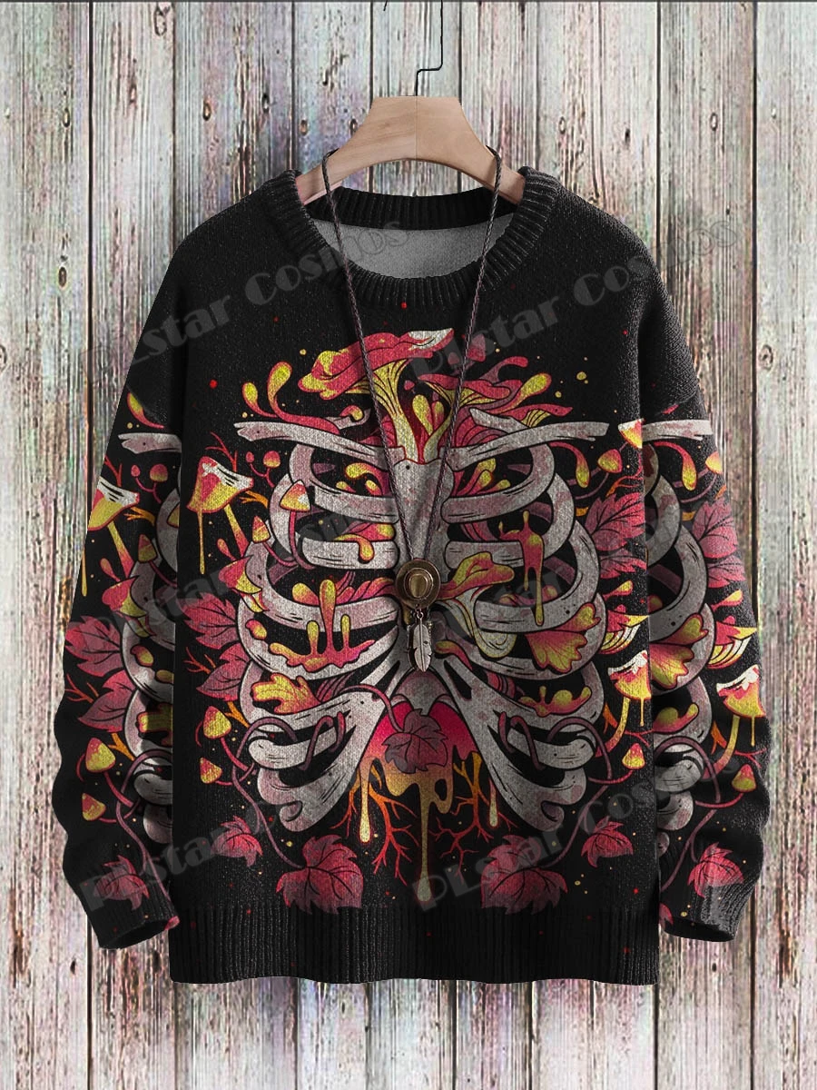 Katze Blumen kunst & Retro weiß Wolf Muster 3d gedruckt Männer gestrickt Pullover Winter Unisex lässig gestrickt Pullover Pullover zzm84 – Detail 9