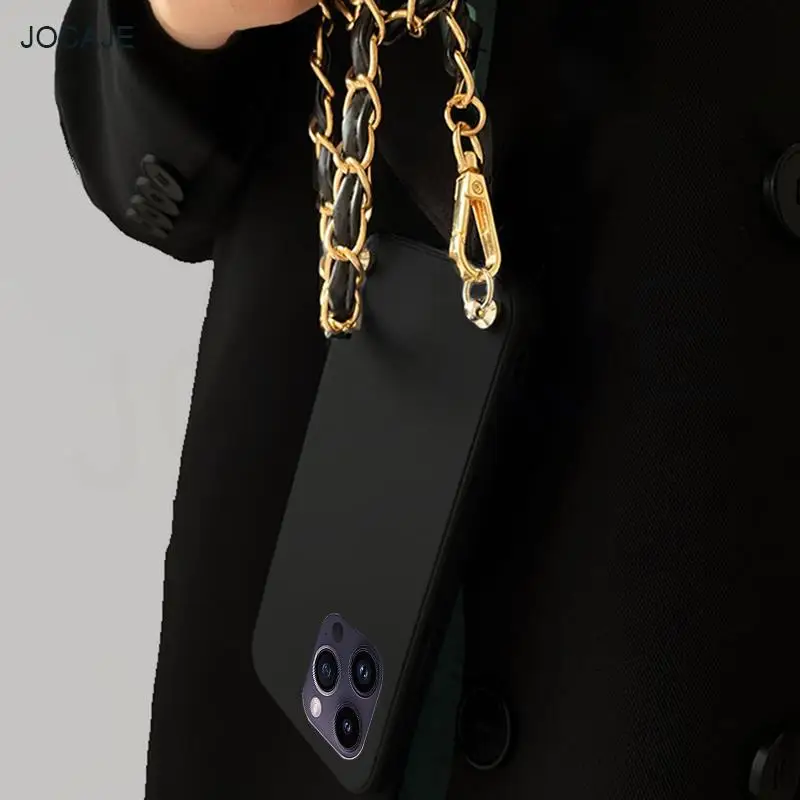 Crossbody Lanyard Leather Chain Soft Case with Necklace Strap and Shoulder Cover