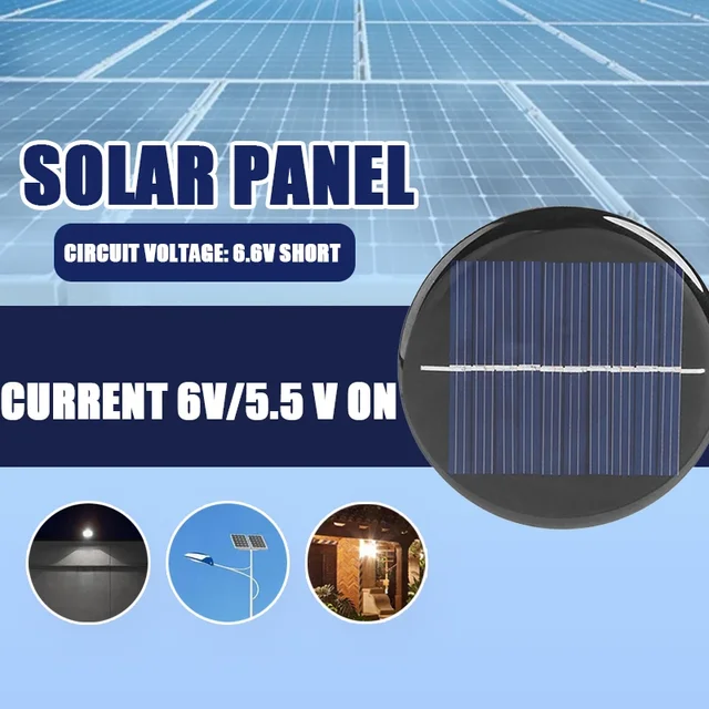 Panneau Solaire Rond en Silicium Polycristallin, 6V, 2W, 70mA, 80mm, 1/5/10 Pièces, DIY 1