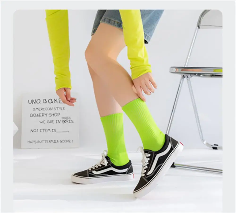 

Модные вязаные носки, плотные однотонные хлопковые чулки, зимние хлопковые носки, женские махровые носки карамельных цветов