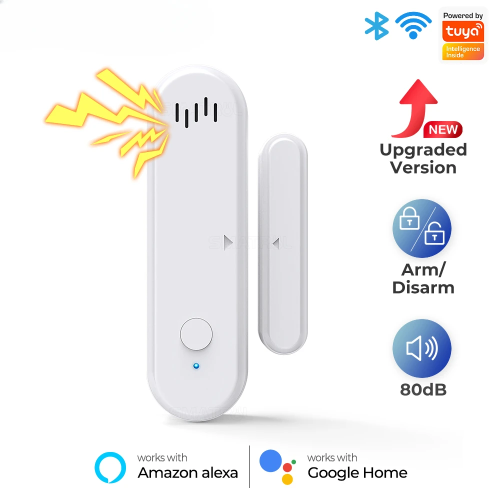 

Смарт-датчик двери и окна Tuya, Wi-Fi датчик звука, охранная сигнализация, детекторы открытия и закрытия дверей, дистанционное управление через приложение, таймер, рычаг и разрыв