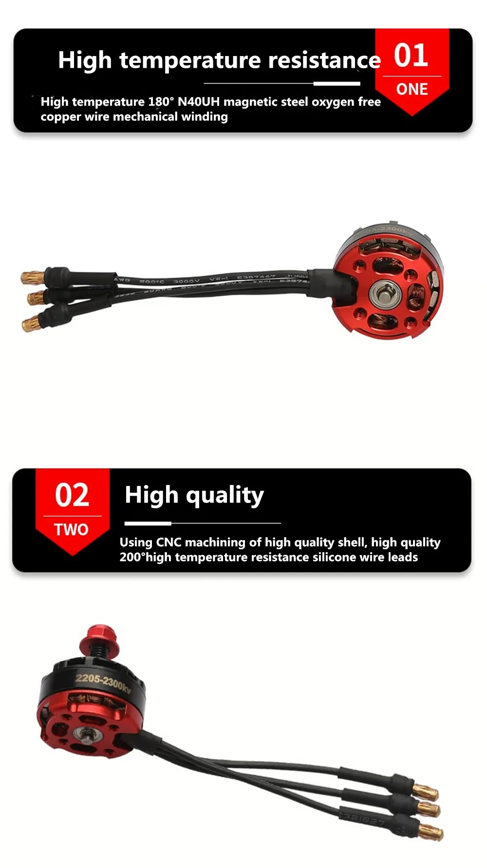 1 Stück Bürstenloser Motor RS2205 2300KV CW/CCW Flugzeugmodell Vierachsen 5-Zoll für 2-6S 20A/30A/40A FPV Racing Quadcopter ESC Drohne – Detail 2