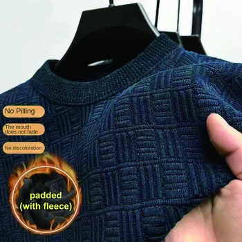 Men's Casual Sweater Thickened Knitted Pullover Fashion Sweater Male Autumn and Winter Warm Top Knitwear Mens Clothing 4XL 1