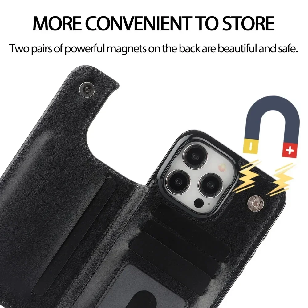 Luxury PU Leather Wallet Flip Phone Case with Card Slots Holder