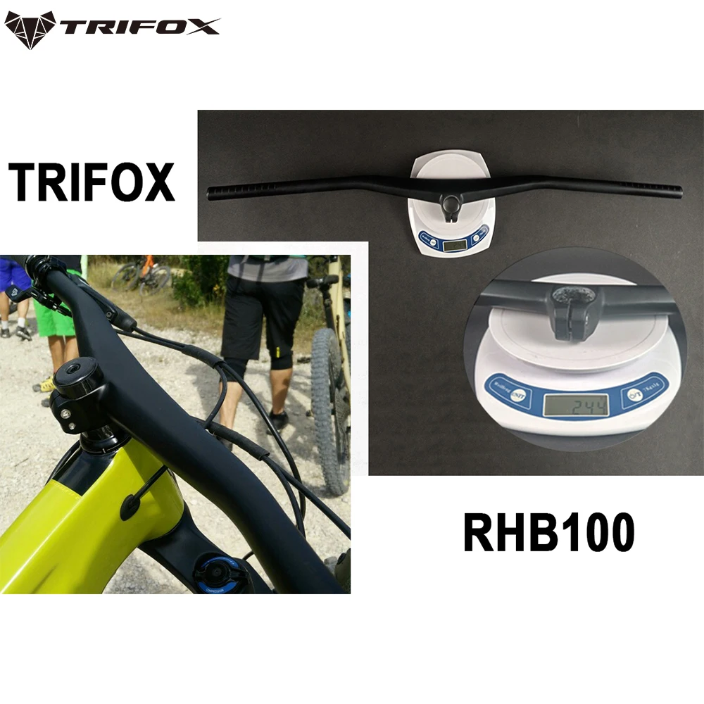 TRIFOX-Guidon intégré Aero en fibre de carbone pour VTT, RHB100, T800 UD  256, pièce de vélo, 6 °, Φ 28,6mm, tige 40mm, 50mm, 60mm