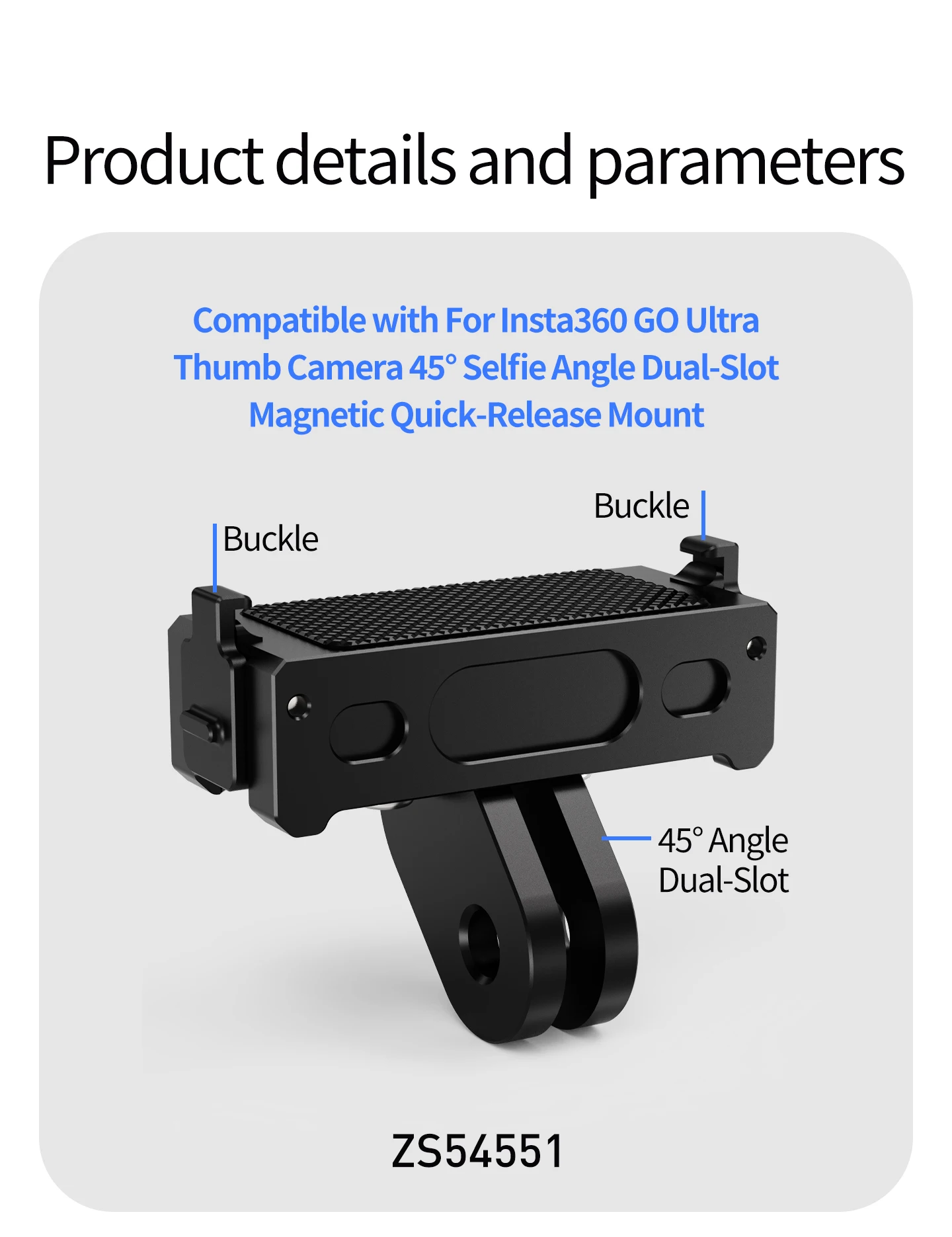 Magnetische Schnellverschlussbasis für Insta360 GO Ultra Action-Kamera, faltbare Aluminium-Adapterhalterung, 1/4 Zoll, 360 Kugelkopf-Stativhalter – Detail 11